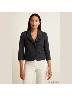 Ann Taylor LOFT Petite Gray Cropped Blazer Size 10 Petite